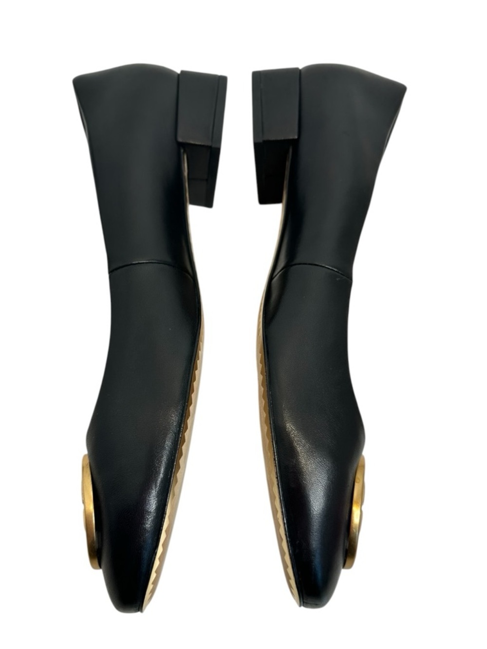 TORY BURCH Black Chelsea 25mm Ballet Flat Logo Heel Size 9 $268 Old Money - Picture 5 of 11